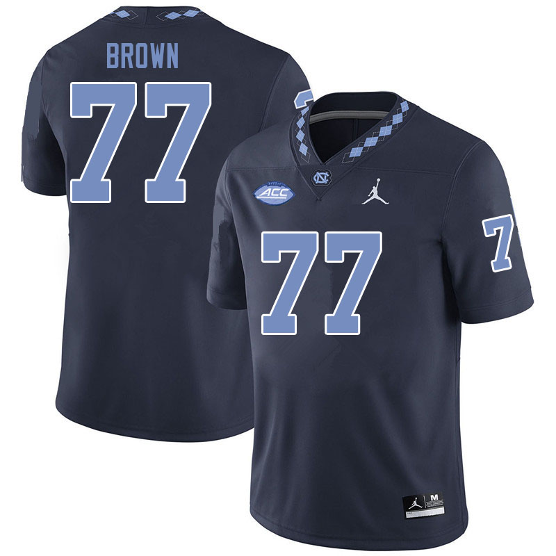 Jordan Brand Men #77 Noland Brown North Carolina Tar Heels College Football Jerseys Sale-Black